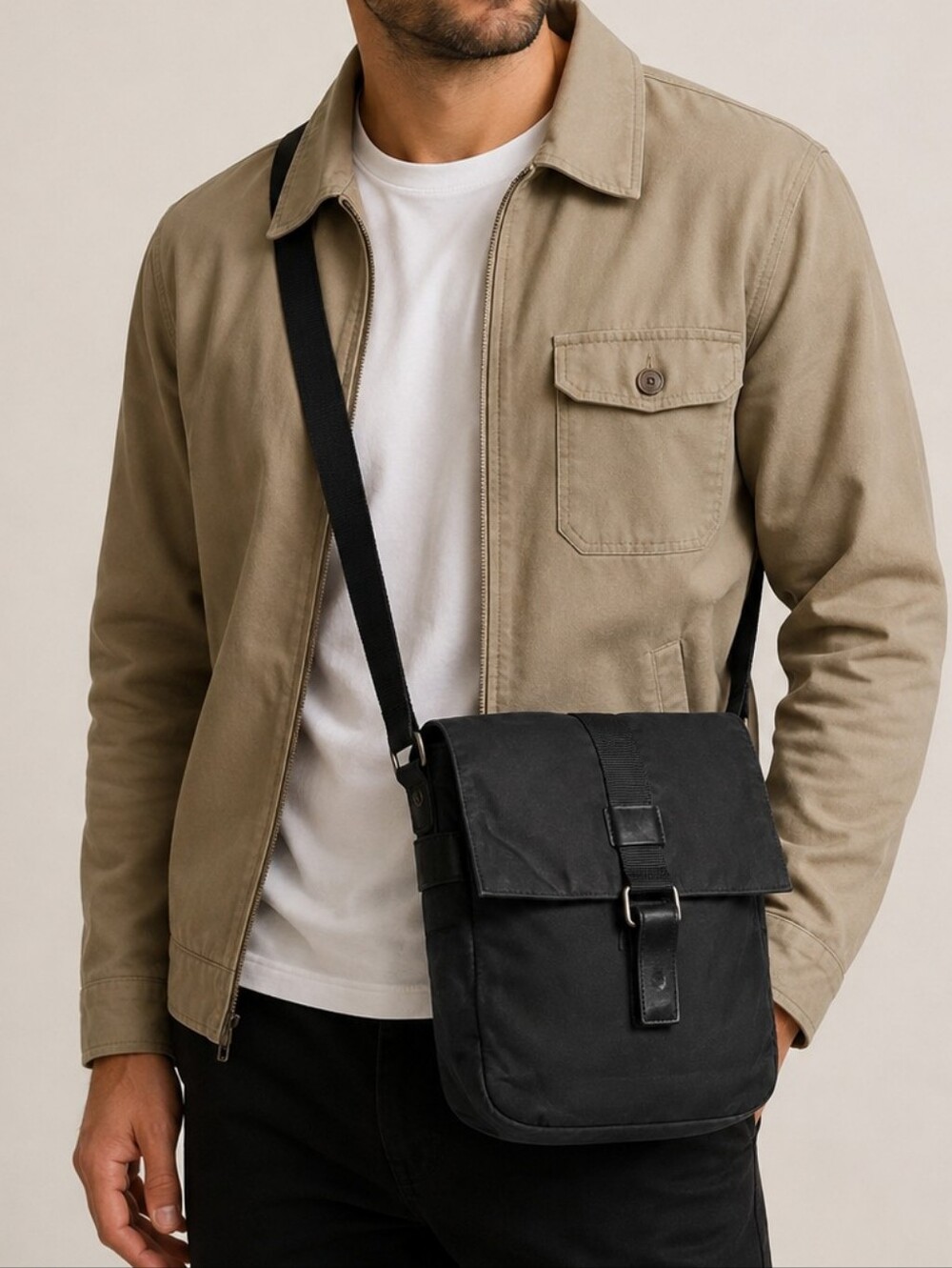 Classic Vintage Black Banana Republic Crossbody Messenger Bag Leather Accent
